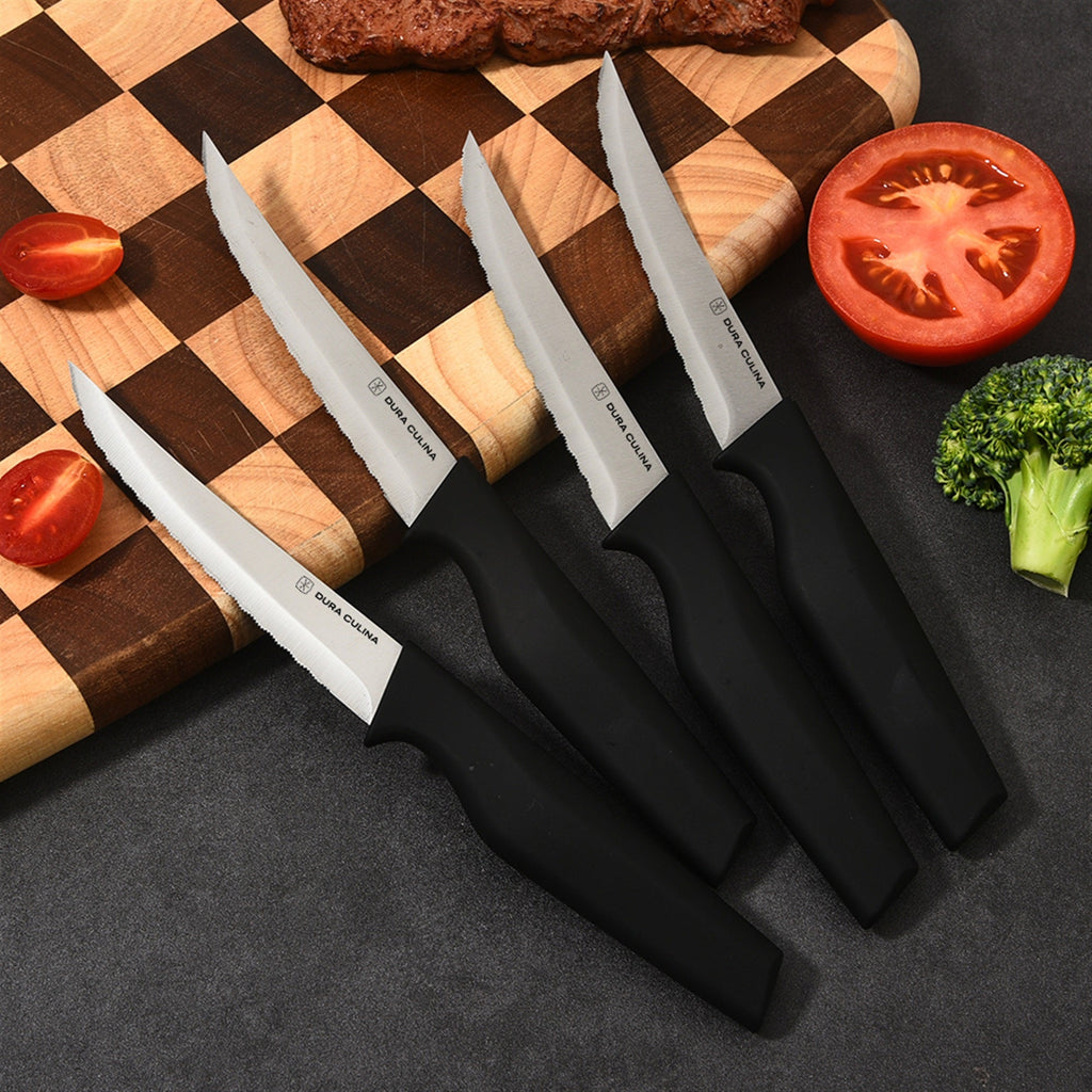 8-Piece Steak Knife Set - High Carbon Stainless Steel Serrated Blades with Ergonomic Handles, 4.5” Premium Kitchen Knives for Dining