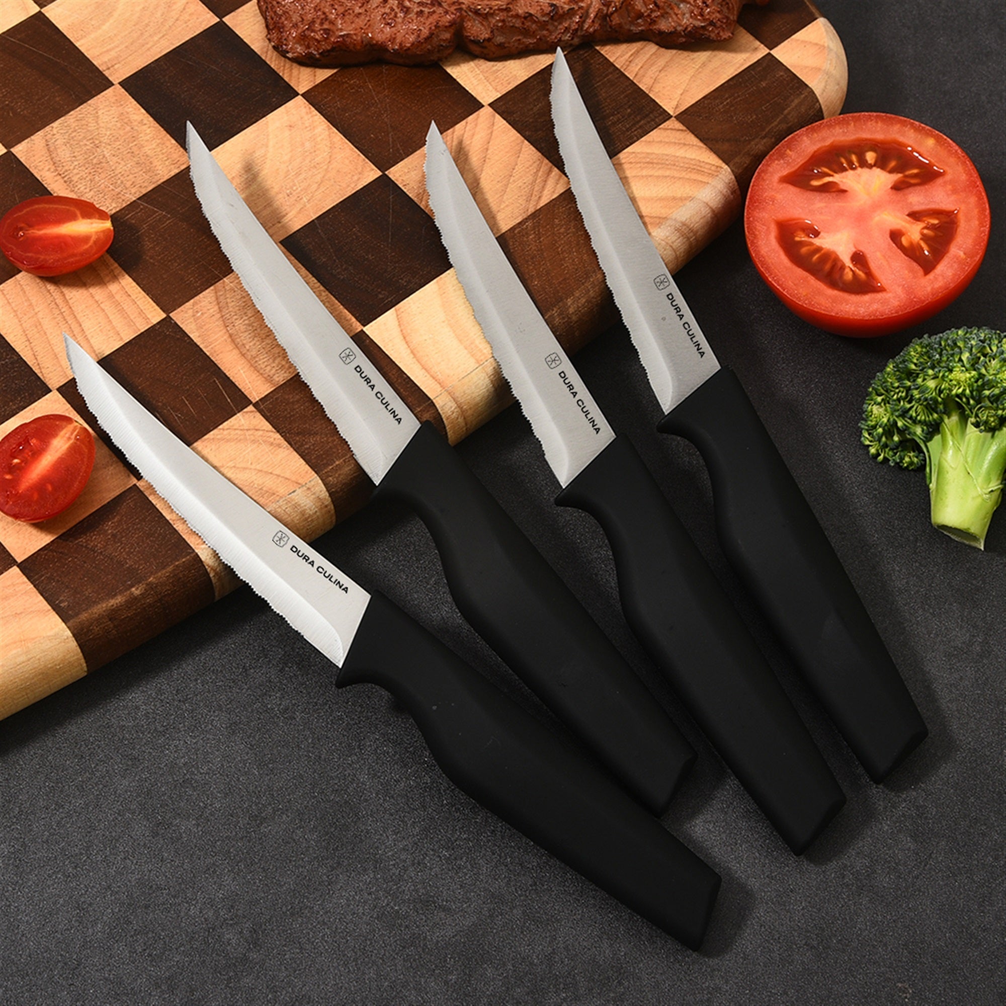 8-Piece Steak Knife Set - High Carbon Stainless Steel Serrated Blades with Ergonomic Handles, 4.5” Premium Kitchen Knives for Dining