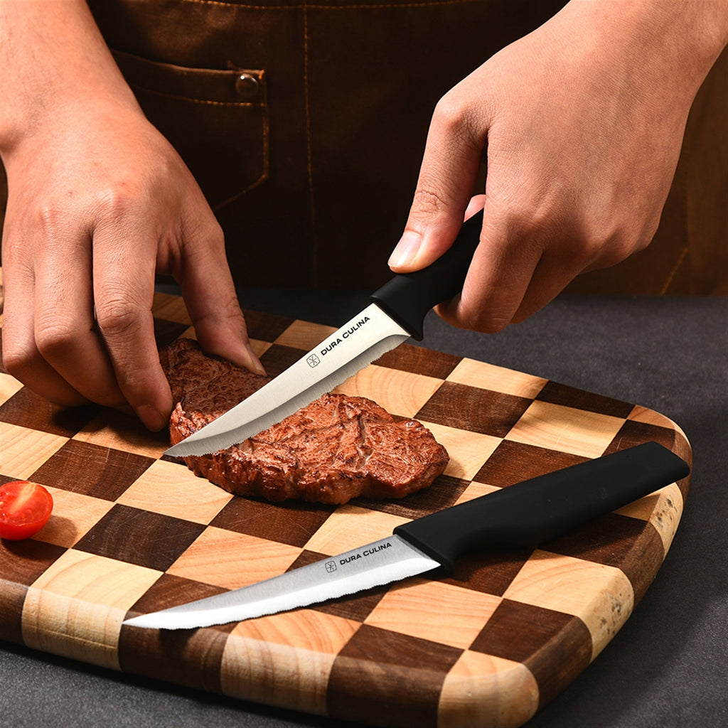 8-Piece Steak Knife Set - High Carbon Stainless Steel Serrated Blades with Ergonomic Handles, 4.5” Premium Kitchen Knives for Dining