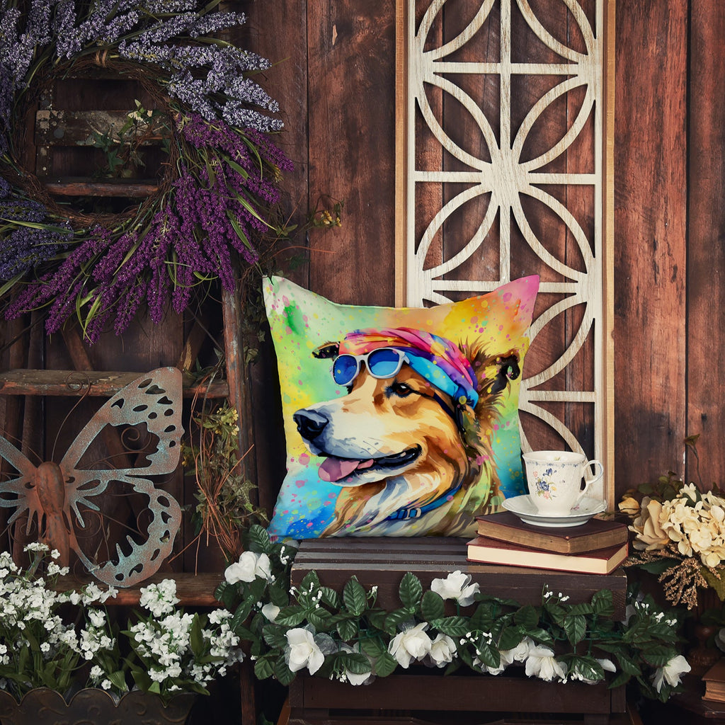 Collie Hippie Dawg Throw Pillow